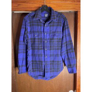 Vintage 90s Gap SZ S Flannel shirt Cotton Grunge plaid Purple/blue Y2K